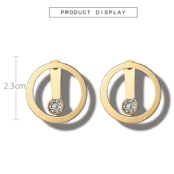 3/$30 - Floating CZ Gold Hollow Circle Earrings - Picture 7 of 7